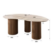 Fraaai Dexter eettafel organisch 215 cm keramiek - beige