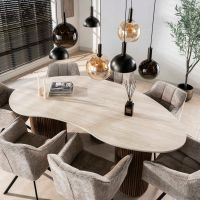 Fraaai Dexter eettafel organisch 215 cm keramiek - beige