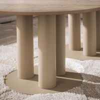 Fraaai Elian salontafel rond set van 2 - 3D travertin zand