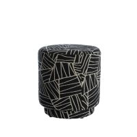 Light & Living Davone poef Ø40x44 cm - zwart/wit