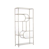 Light & Living Lofi wandkast open 100x36x206 cm - nikkel/glas transparant