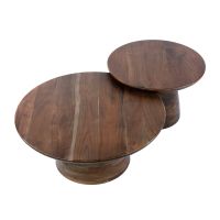 Fraaai Danny rond salontafel set van 2 - massief acaciahout - bruin