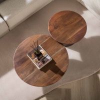 Fraaai Danny rond salontafel set van 2 - massief acaciahout - bruin