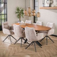 Fraaai Estes eettafel 180 cm ovale massief mango - zand