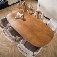 Fraaai Estes eettafel 180 cm ovale massief mango - zand