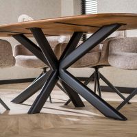 Fraaai Estes eettafel 180 cm ovale massief mango - zand