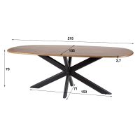 Fraaai Estes eettafel 180 cm ovale massief mango - zand