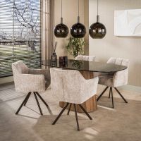 Fraaai Caruso eettafel Deens ovaal 215cm - brons glas