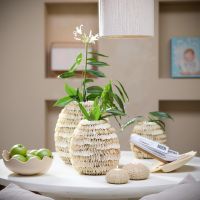 Light & Living Sarria vaas Ø33x35 cm bamboo - schelp crème