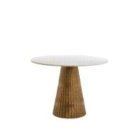 Light & Living Leyda eettafel Ø100x78 cm - marmer - wit/antiek brons