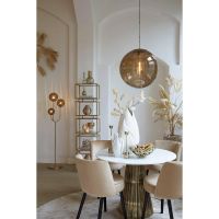 Light & Living Leyda eettafel Ø100x78 cm - marmer - wit/antiek brons