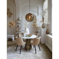 Light & Living Leyda eettafel Ø100x78 cm - marmer - wit/antiek brons