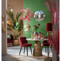 Light & Living Leyda eettafel Ø100x78 cm - marmer - wit/antiek brons