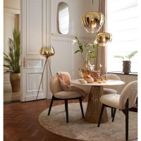 Light & Living Leyda eettafel Ø100x78 cm - marmer - wit/antiek brons