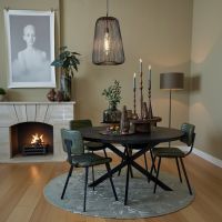 Light & Living Sjors rond vloerkleed ø200 - olijfgroen/lichtgrijs