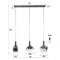 Fraaai Tracy hanglamp mix 3-lichts - artic zwart