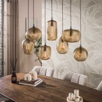 Fraaai Dana hanglamp 4+3-lichts - smoke bruin glas