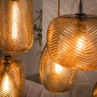 Fraaai Dana hanglamp 4+3-lichts - smoke bruin glas