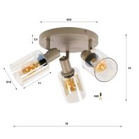 Fraaai Lucien plafondlamp rond 3-lichts - beige