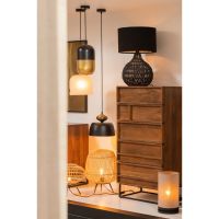 Woood Macy tafellampvoet rattan look - zwart