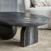 Steppe ovale salontafel - mangohout - zwart van het woonmerk Woood