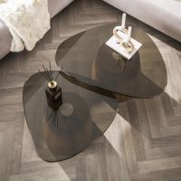 Fraaai Caruso salontafels - driehoekig - set van 2 - smoked glass