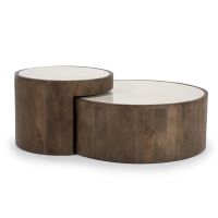 Eleonora Salontafels Hazel - mangohout & marmer - set van 2