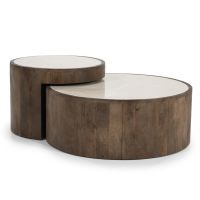 Eleonora Salontafels Hazel - mangohout & marmer - set van 2