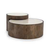Eleonora Salontafels Hazel - mangohout & marmer - set van 2