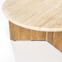 Eleonora Ronde salontafel Sara - Mango hout & travertin - Ø88x10 cm