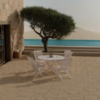 Svea Youssef ronde tuintafel - wit + 4x Joy tuinstoelen - wit