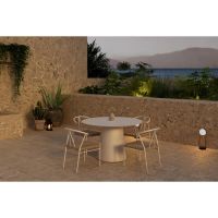 Svea Elliott ronde tuintafel - beige + 4x Nick tuinstoelen - beige