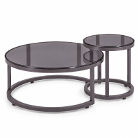 DS4U Maeve ronde salontafel set van 2 metaal/glas