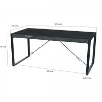 Livingfurn Norris eettafel 200x100 cm - zwart