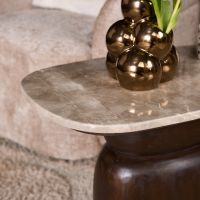 Starfurn Bijzettafel Silva 56 cm - donkerbruin/marmer