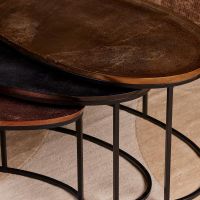 Starfurn Ovale salontafels Raley - set van 3 - goud/zwart/koper