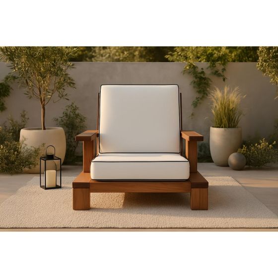 Soraya loungestoel - acaciahout -  naturel/wit