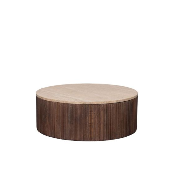 Ribble salontafel ø70 cm mangohout - beige/donkerbruin