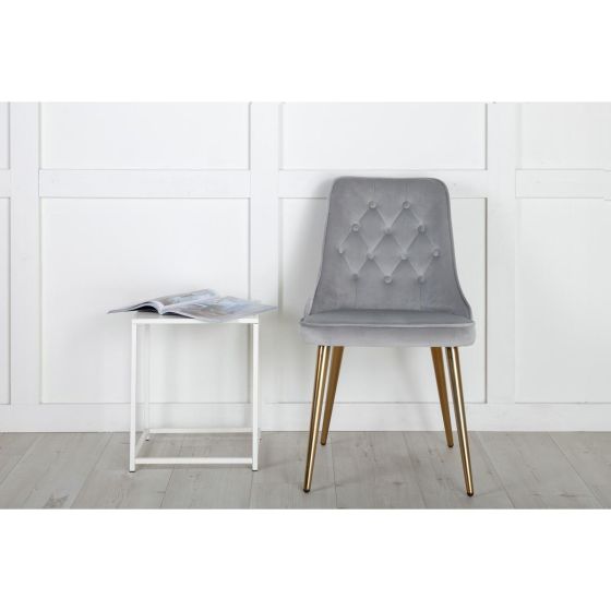 Sino eetkamerstoel - gouden poot - velvet - beige