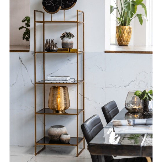 Mariki kast 55x40x180 cm smoke glas/goud van het woonmerk Light&Living