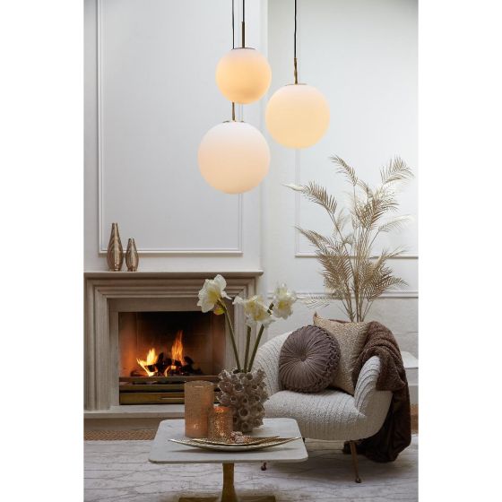 Medina hanglamp Ø25 cm - antiek brons+glas mat wit
