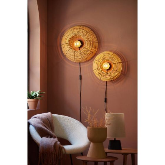 Milan wandlamp ø50x20 cm rotan - naturel