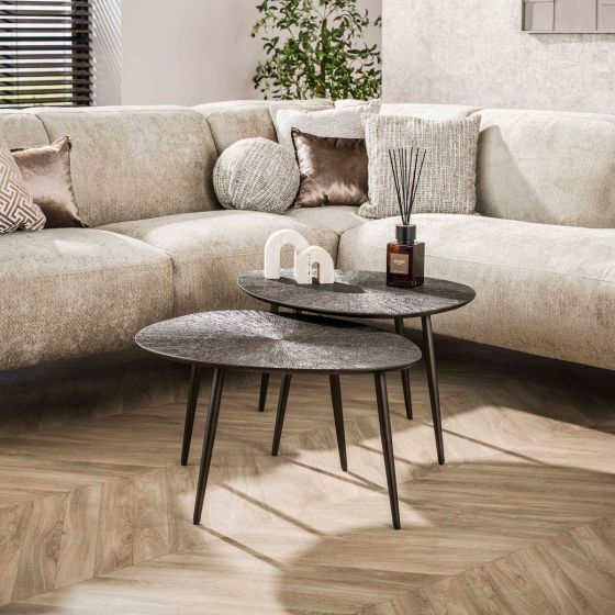 Daisy salontafel metaal organisch set van 2 - brons donkerbruin