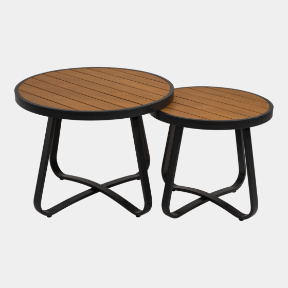Arezzo bijzettafel polywood teaklook | set van 2 van het woonmerk Les