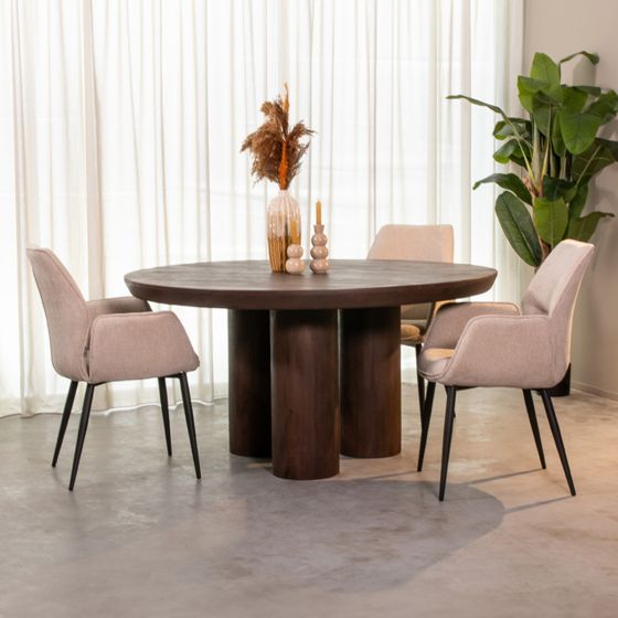 Olly eetkamertafel ø150 cm mangohout - espresso