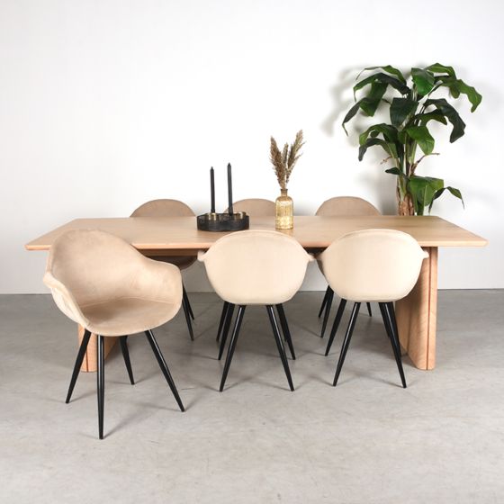 Jule eettafel 210x100x75cm - naturel