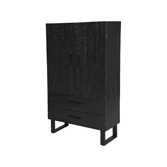 Santos 2-deurs hoge kast mangohout zwart 94 cm