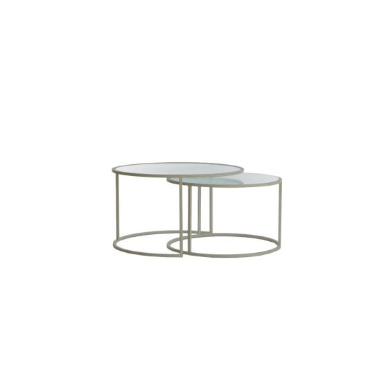 Talca salontafel set van 2 - rib glas/crème