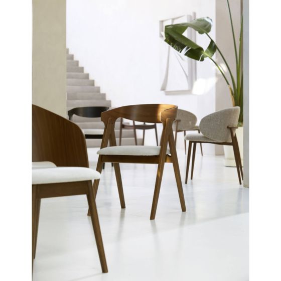 Alosno eetkamerstoel - hout bruin+beige