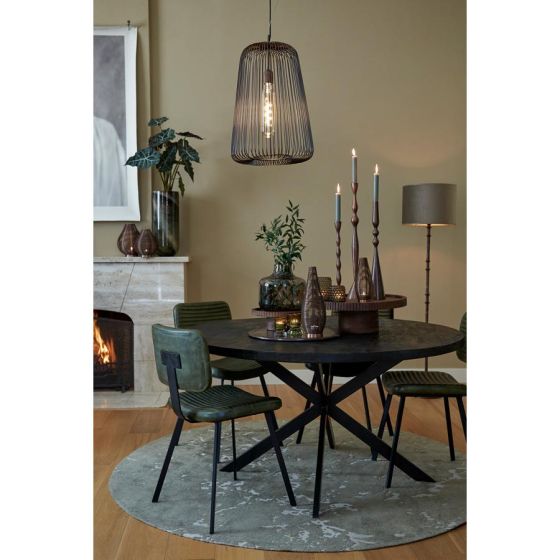 Sjors rond vloerkleed ø200 - olijfgroen/lichtgrijs